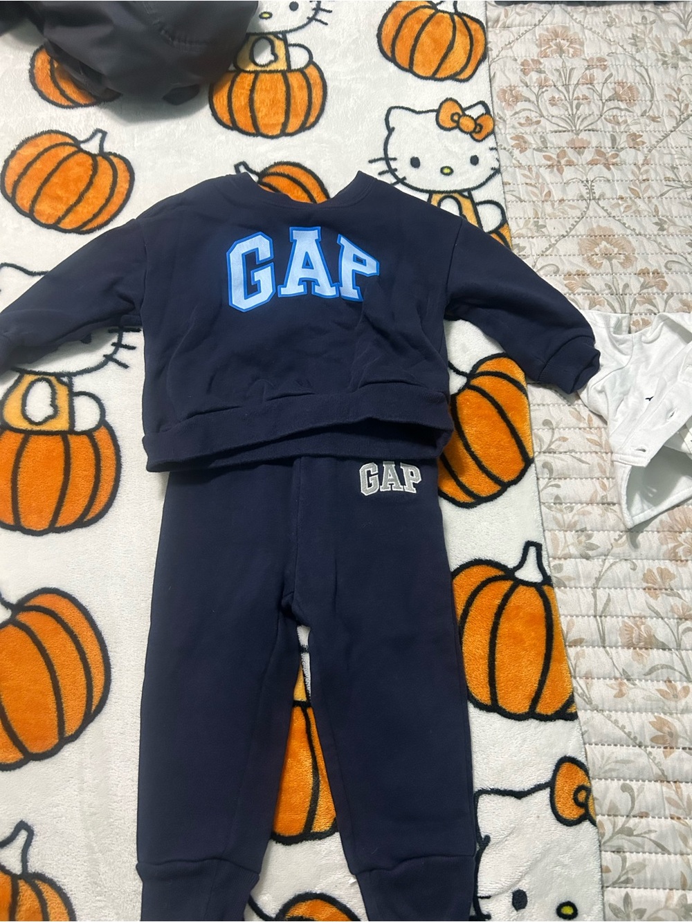 GAP Navy Blue Kids Sweatshirt and Jogger Set with Light Blue Logo